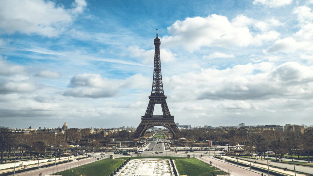 Iconic view of the Eiffel Tower in Paris